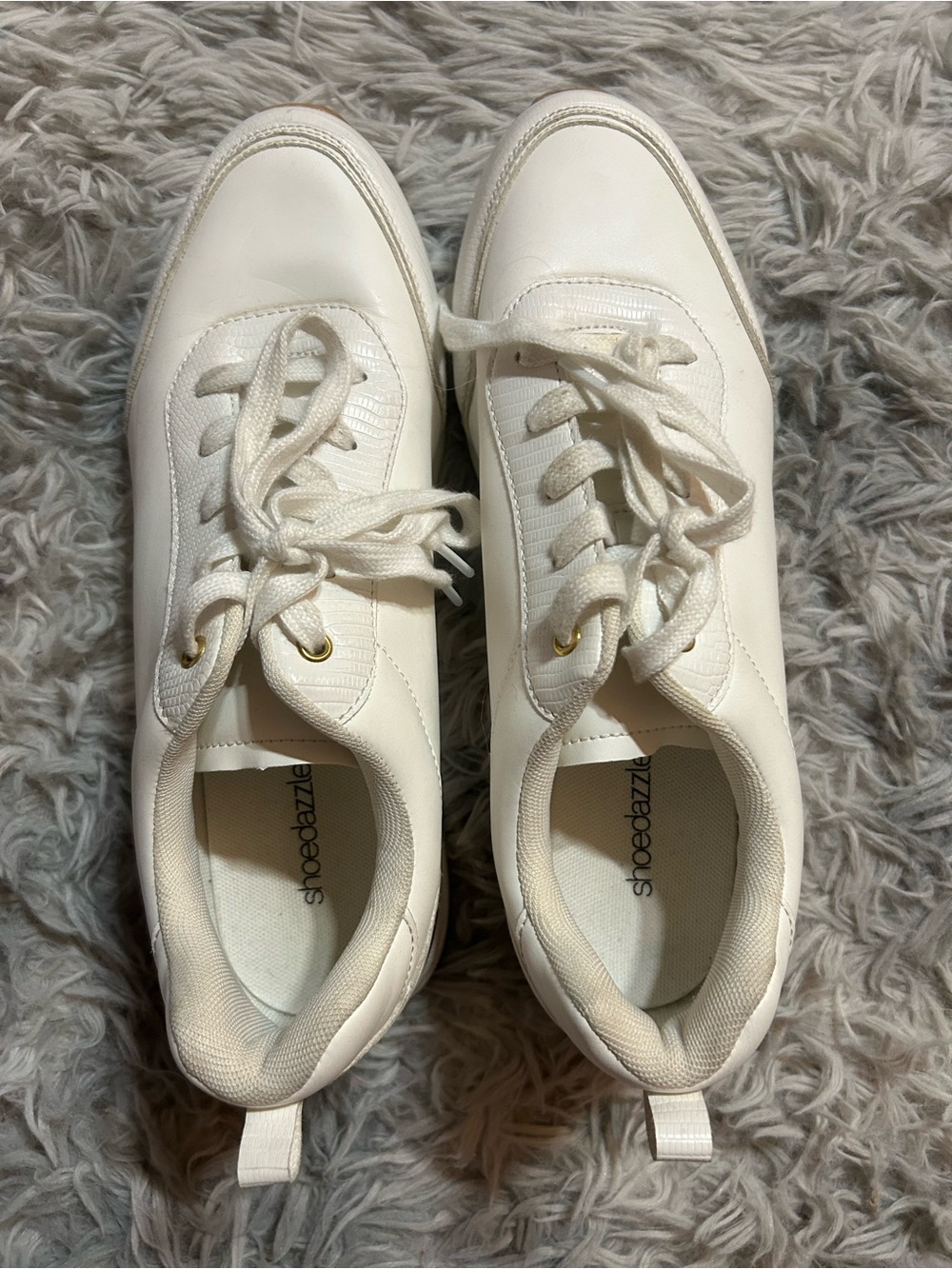Shoe Dazzle Cream Lace-Up Platform Sneakers